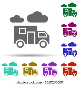 Music festival, car, camping, trailer in multi color style icon. Simple glyph, flat vector of music festival icons for ui and ux, website or mobile application