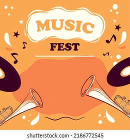 music festival cartel with trumpets