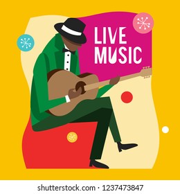 Music Festival Colorfull Jazz Musicians Flat Vector illustration