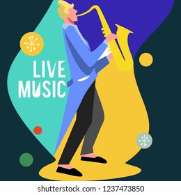 Music Festival Colorfull Jazz Musicians Flat Vector illustration