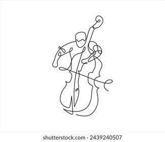 Music festival concert one line drawing illustration vector Man male boy play guitar oneline continuous single line art One single line drawing of young happy male rock singer holding microphone