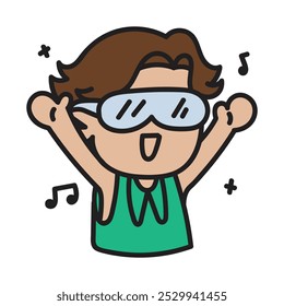 Music Festival Doodle Illustration - Happy Boy