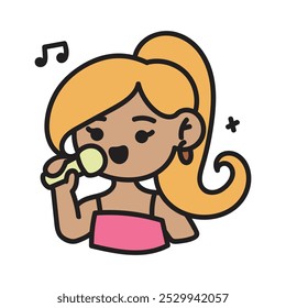 Music Festival Doodle Illustration - Singing Woman