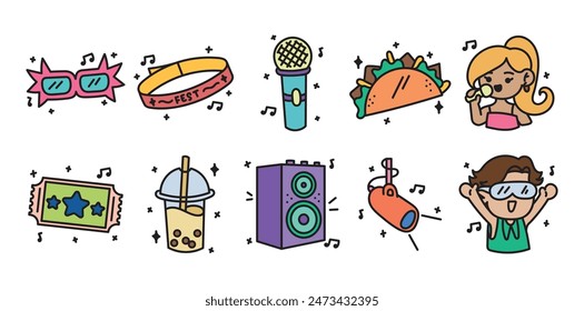 Music Festival Doodle Set Collection