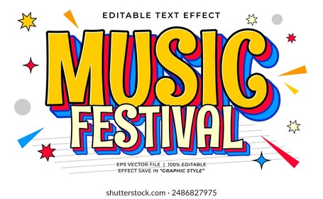 Music Festival editable text effect style 90s vintage template