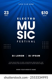 Design de layout de folheto de festival de música. Fundo do cartaz do evento musical. Música ao vivo, convite de festa. Ilustração vetorial