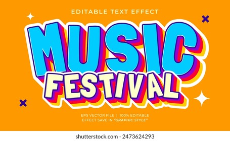 Music festival fun editable text effect retro and vintage style