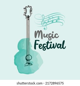 music festival guitar banner card postcard