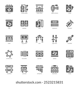 Music Festival icon pack for your website, mobile, presentation, and logo design. Music Festival icon glyph design. Vector graphics illustration and editable stroke.