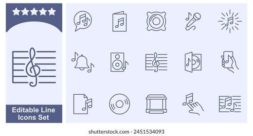 Music Festival icon set. Music elements symbol template for graphic and web design collection logo vector illustration