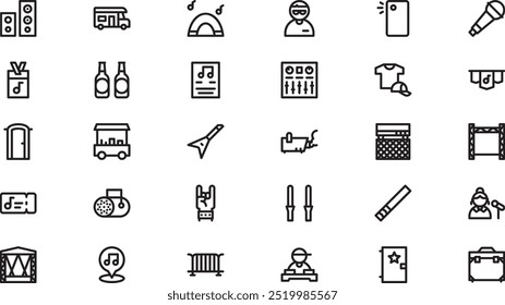 Music festival icons High-Quality Vector Icons Collection with Editable Stroke. Ideal for Professional and Creative Projects.