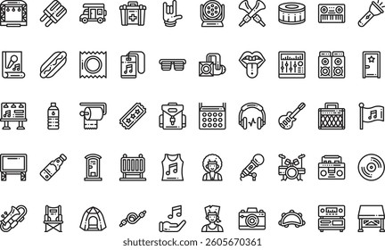 Music festival icons High-Quality Vector Icons Collection with Editable Stroke. Ideal for Professional and Creative Projects