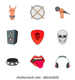 Music festival icons set. Cartoon set of 9 music festival vector icons for web isolated on white background