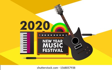 Music Festival Illustration Design for 2020 New Year Party and Event. vector illustration in eps10