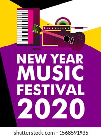 Music Festival Illustration Design for 2020 New Year Party and Event. vector illustration in eps10