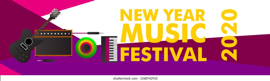Music Festival Illustration Design for 2020 New Year Party and Event. vector illustration in eps10