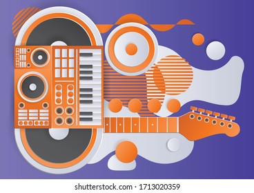 Music Festival Illustration Design for Party and Event. Vector Illustration Design Collage of Music for Background and poster.