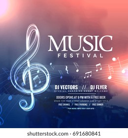 music festival invitation design with notes