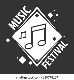 Music festival labels of vector musical notes