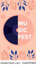 Music Festival Lettering Card With Vinyl