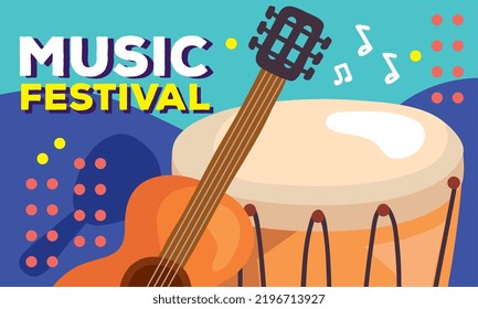 music festival lettering with drum
