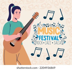 music festival lettering with guitarist