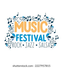 music festival lettering template with notes