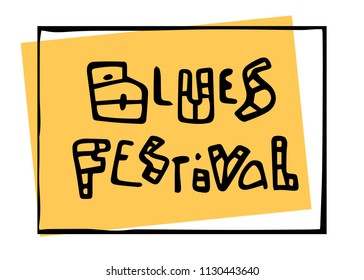 Music festival lettering text poster. Colorful retro background