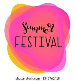 Music festival lettering vector illustration. Modern calligraphy style neon template for poster, banner, flyer, ticket, event program, brochure for summer open air rock, pop or jazz concert. EPS10