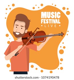 music festival live with man playing violin