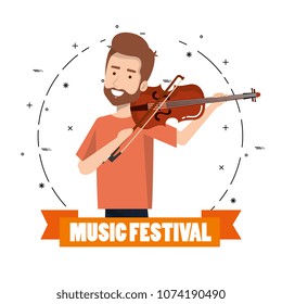 music festival live with man playing violin