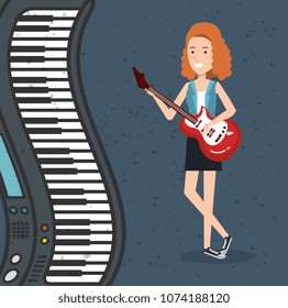music festival live with woman playing electric guitar