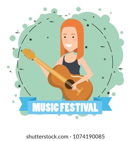 music festival live with woman playing acoustic guitar