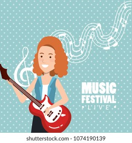 music festival live with woman playing electric guitar
