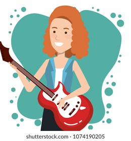 music festival live with woman playing electric guitar