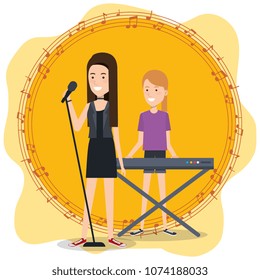 music festival live with women playing piano and sing