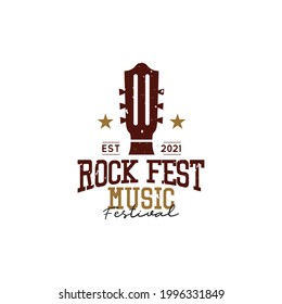 Music festival logo design concept. Illustrations of guitar.