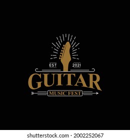 music festival logo design concept. electric guitar illustrations