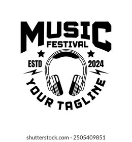Music festival logo sign badge vector isolated. Vintage rock festival and rockers music club logo with retro style vector design. Design elements for rock and roll music festival