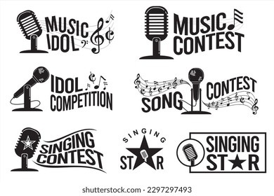 Music festival logo template. Collection of music festival logos. Singing contest icon