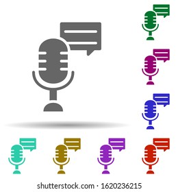 Music festival, microphone, voice, speaker, bubble in multi color style icon. Simple glyph, flat vector of music festival icons for ui and ux, website or mobile application