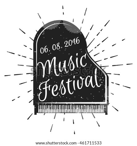 Music festival. Musical instrument piano. Vector illustration. Jazz music festival, poster background template. Music piano keyboard. Can be used as poster 