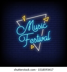 Music Festival neon signs style text vector