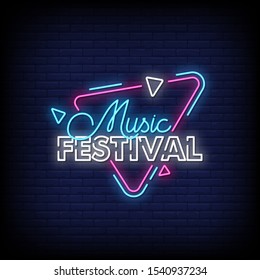 Music Festival Neon Signs Style Text Vector