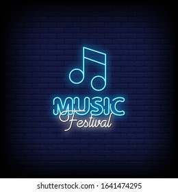 Music Festival Neon Signs Style Text Vector