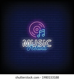 Music Festival Neon Signs Style Text vector