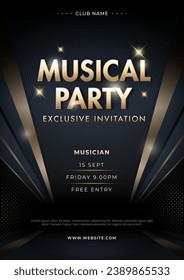 Music Festival Party Poster Flyer Template. Vector illustration template for concert, disco, club party, event invitation, cover festival.