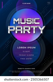 Music Festival Party Poster Flyer Template. Vector illustration template for concert, disco, club party, event invitation, cover festival.