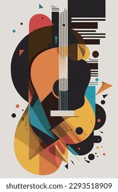 Music festival poster. Abstract colorful instruments waves design template, Vector illustrations 