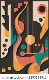 Music festival poster. Abstract colorful instruments waves design template, Vector illustrations 